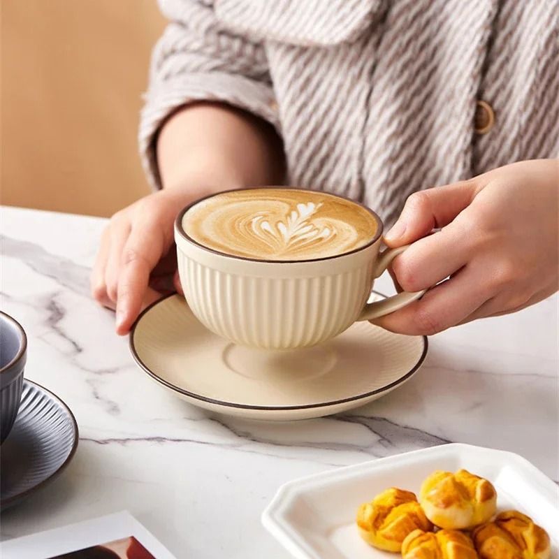 Retro Pumpkin Ceramic Cup and Saucer Set
