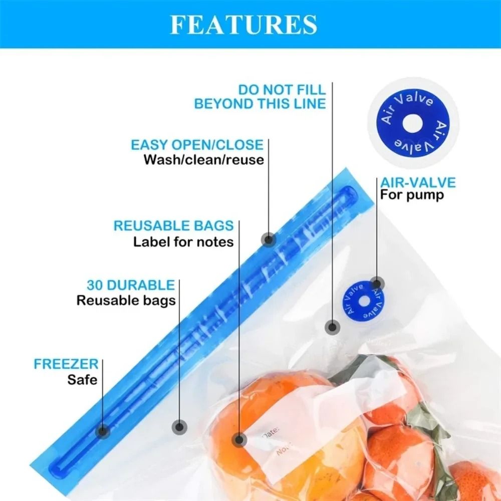 Nexus Vacuum Vault | Reusable Air-Valve Sealing Food Bags & Manual Preservation Pump