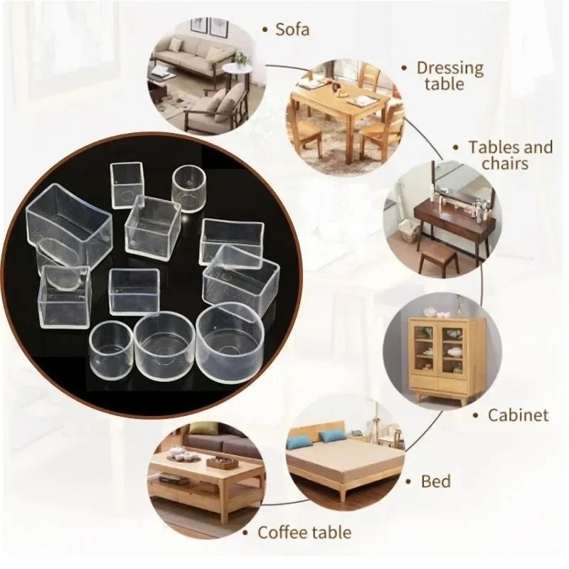 Silicone Chair Leg Pads Furniture Floor Protection Caps Set
