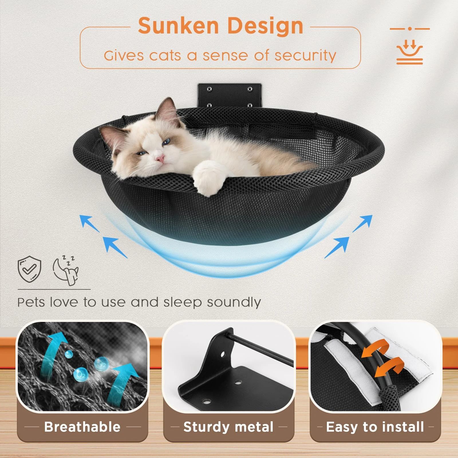 Foldable Wall-Mounted Breathable Cat Hammock