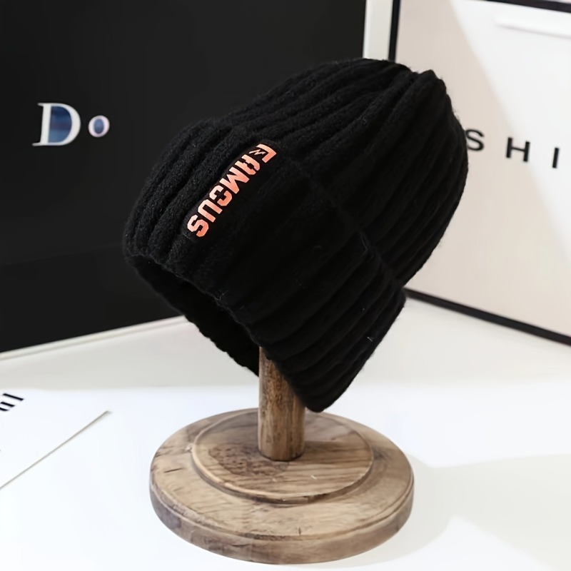 Breathable Chic Women's Knit Beanie - Stretchy Acrylic Fiber Ear-Warming Winter Hat with Long Label Design