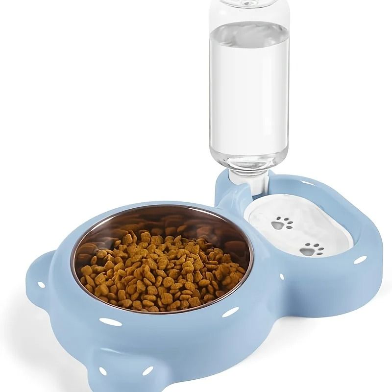 Double Cat Bowl Set with Automatic Water Dispenser
