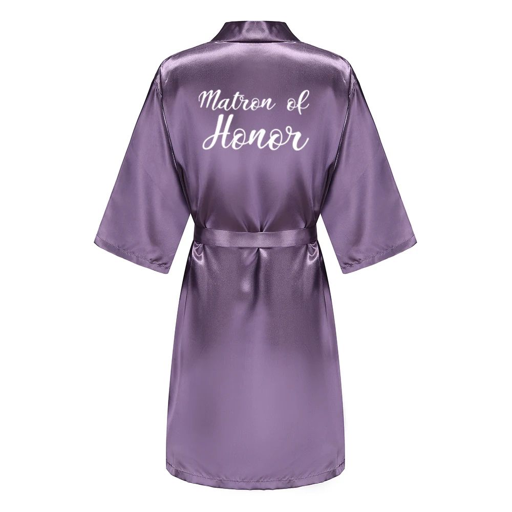 Elegant Satin Bridal Party Robe – Short Silk Bridesmaid & Bride Getting Ready Robe