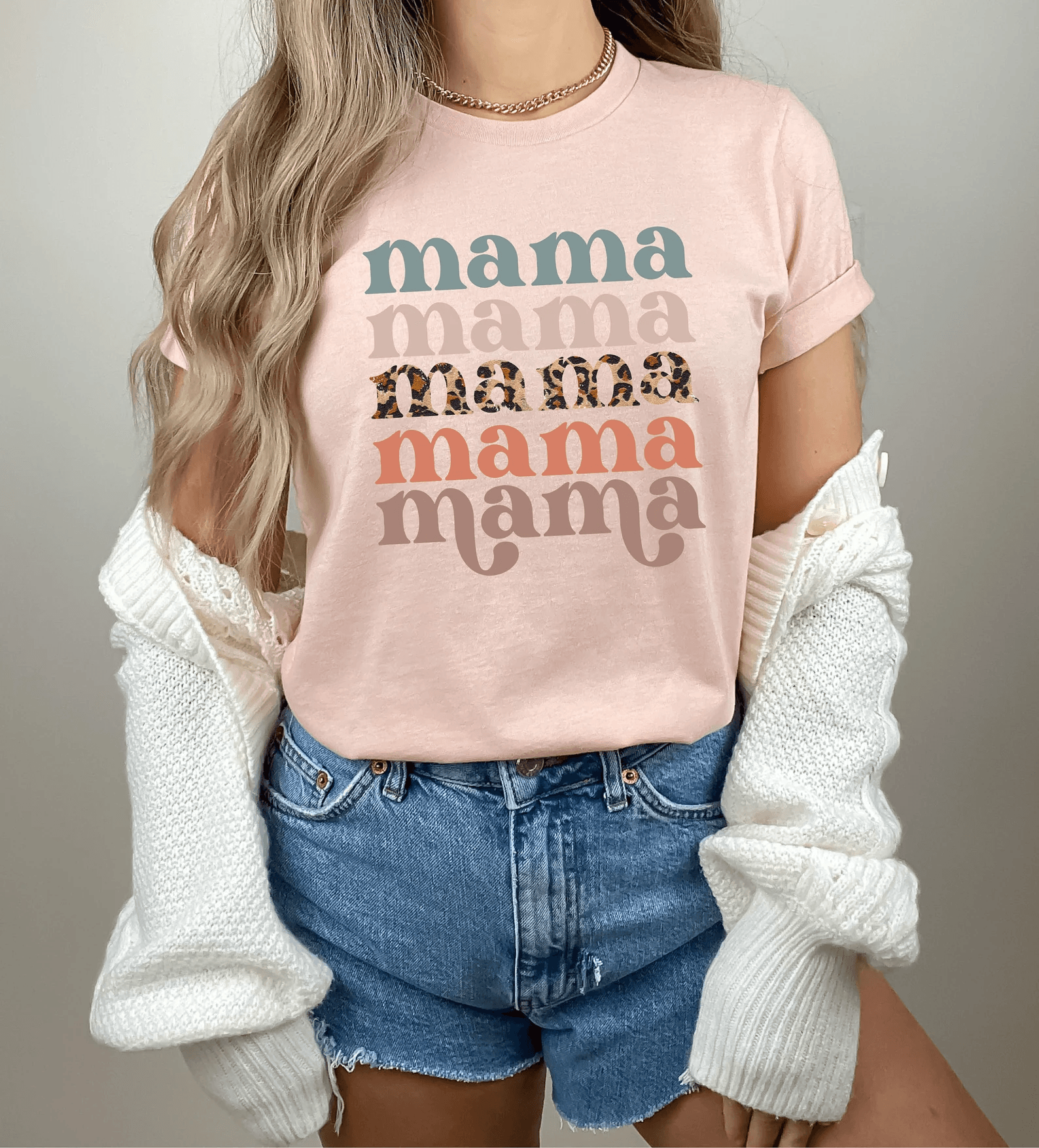 Retro Mama Shirt Leopard Print Mom Life Tee Trendy Mothers Day Gift