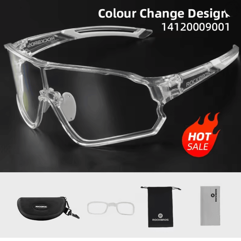 ROCKBROS Photochromic Cycling Glasses with UV400 Protection and Ultra-Light Frame