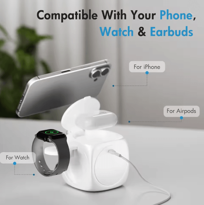 3 In 1 Magnetic Wireless Charging Station Foldable Fast Charger for iPhone