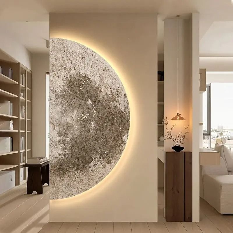 Remote Control Dimming LED Moon Wall Painting Lamp