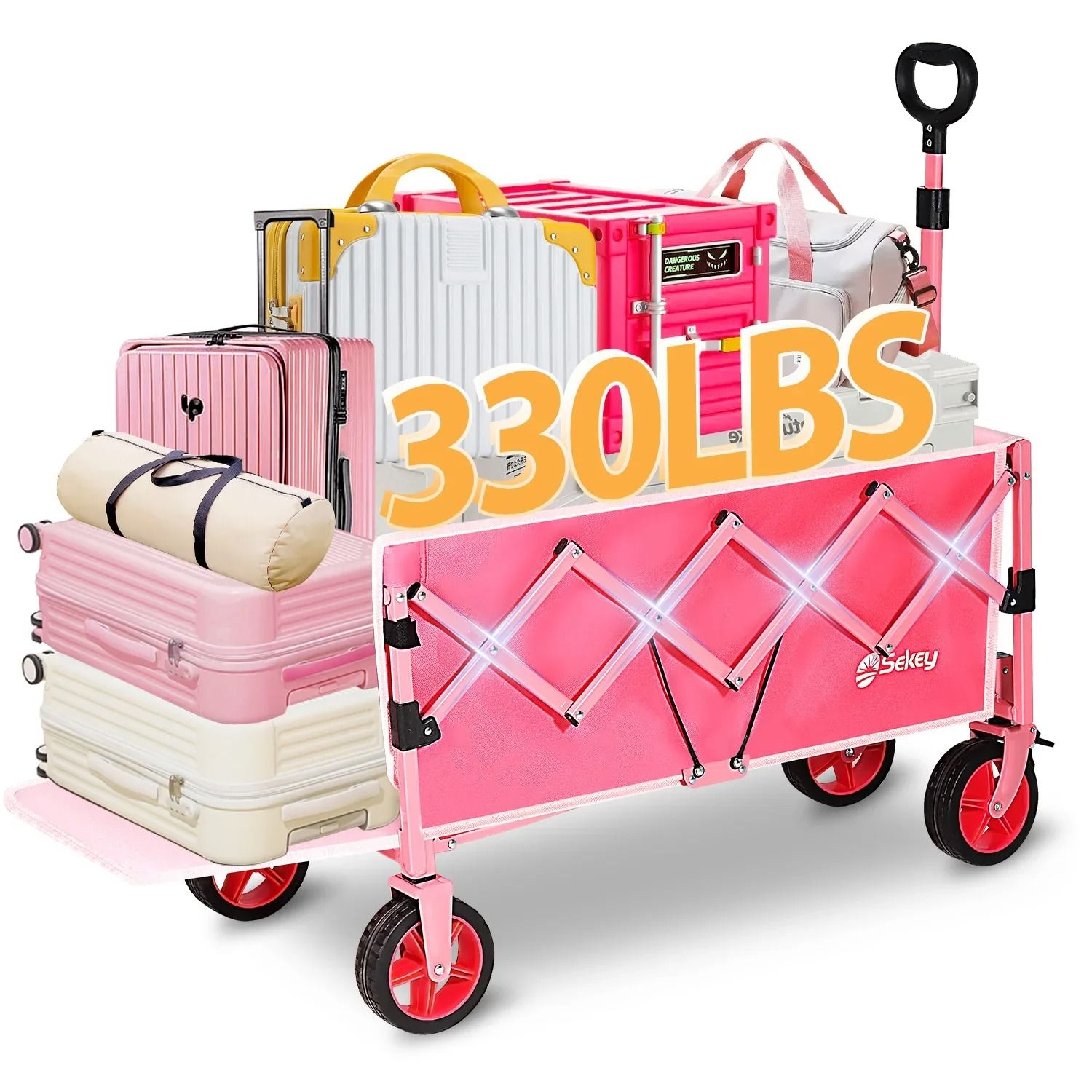 Folding Collapsible 52 Inch Utility Wagon Cart