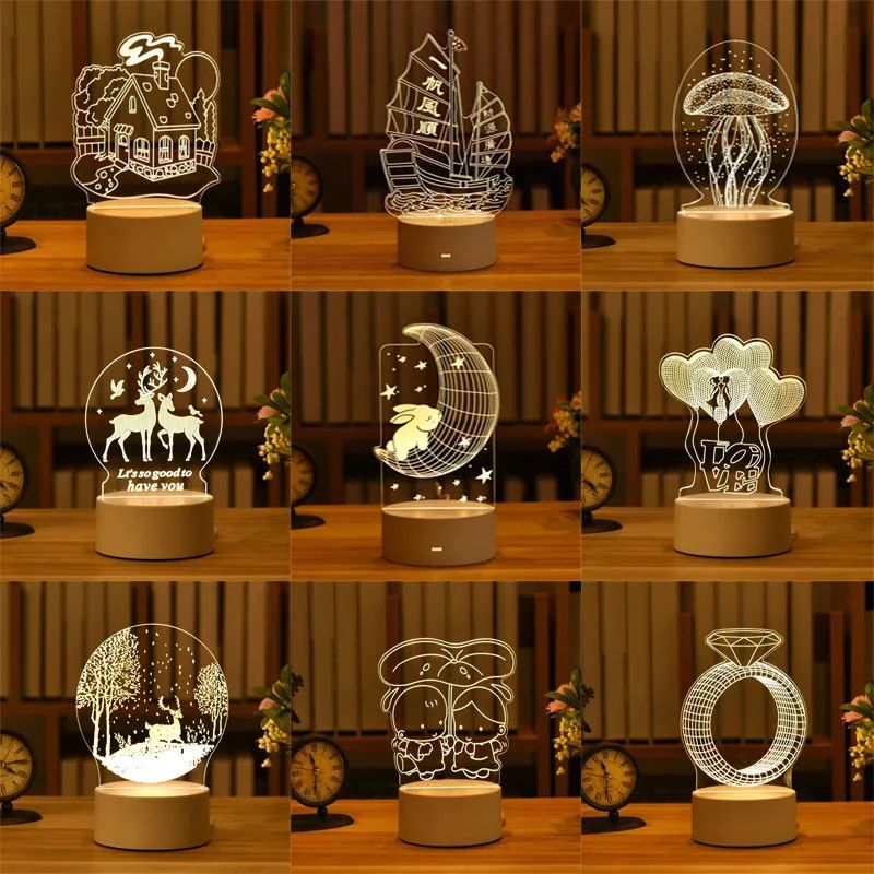 USB Acrylic 3D LED Neon Sign Night Light