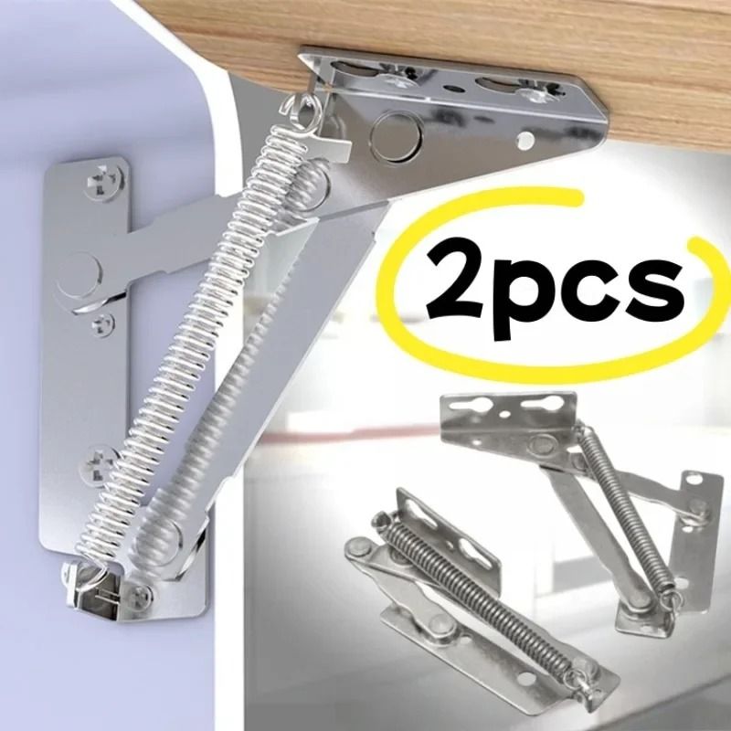80 Degree Sprung Cabinet Door Lift Up Hinges Set for Kitchen Cupboard Flap Doors