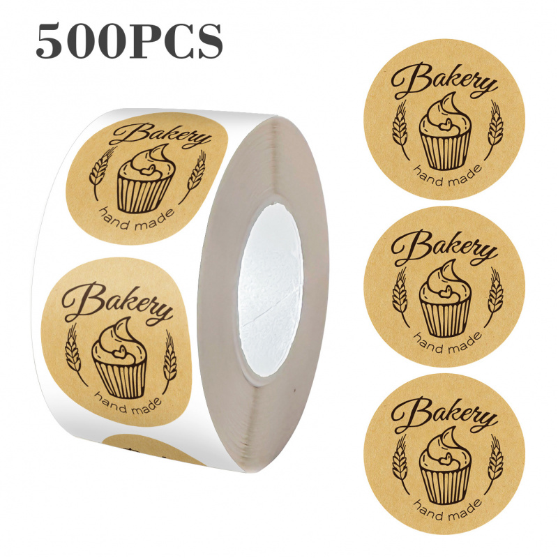 Handmade Dessert Kraft Paper Sealing Labels, Roll Baking Cake Pastry Decorative Stickers, Thank You Gift Stickers