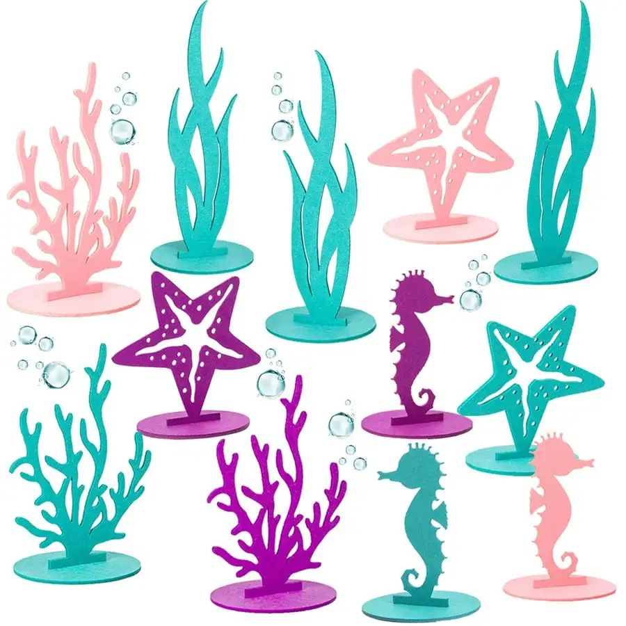 12 Piece Mermaid Birthday Table Centerpieces