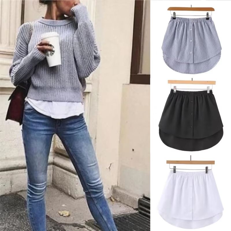 Adjustable Shirt Extender for Women Layered Faux Hem Underskirt