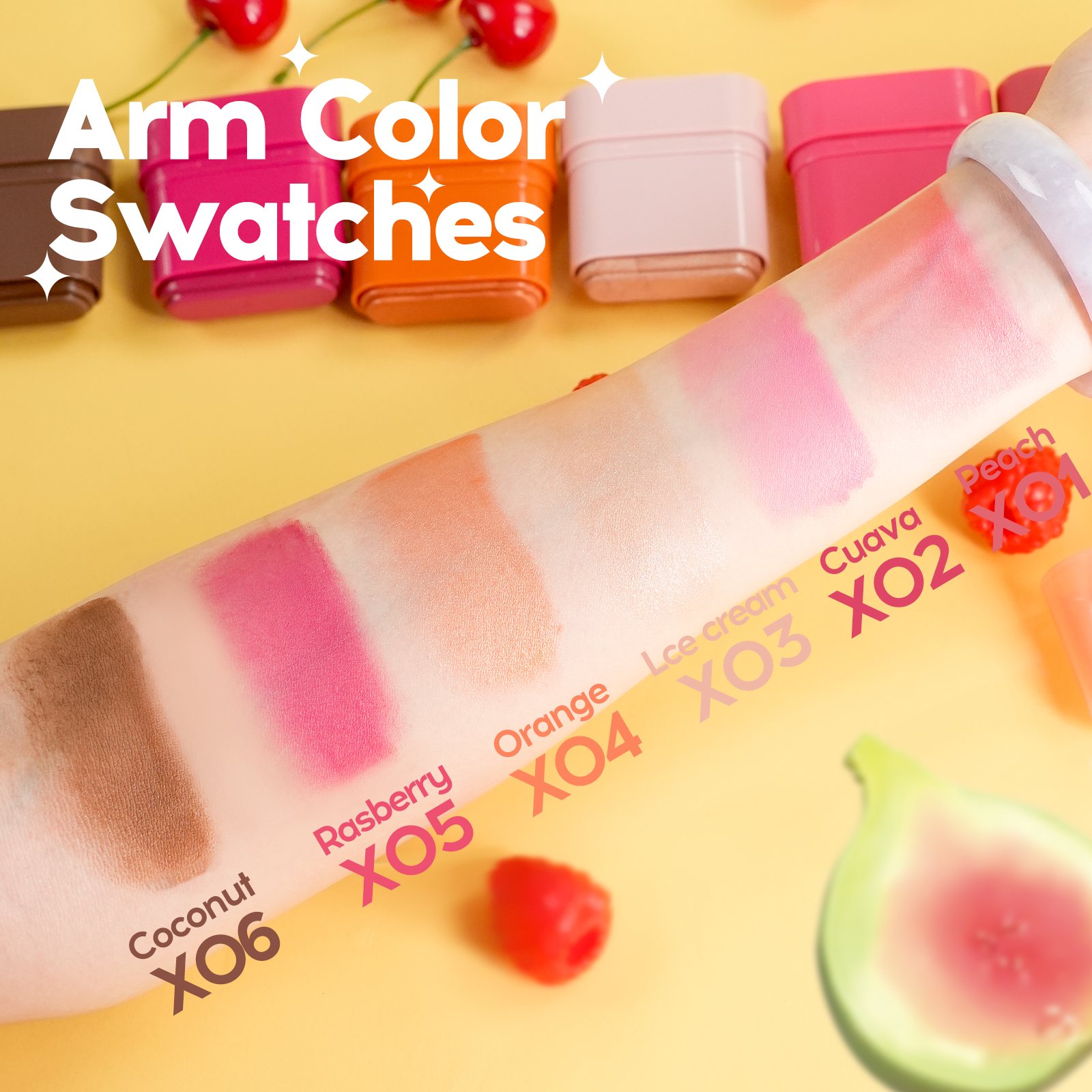 2-in-1 Flat Tube Fruit Blush & Lipstick Stick, Easy to Apply Highlighter & Contour, Multi-Use Lip & Cheek Makeup