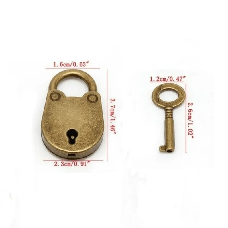 Old Vintage Style Metal Lock with Key, Mini Antique Padlock, Decorative Retro Lock for Jewelry Boxes, Crafts, Gifts
