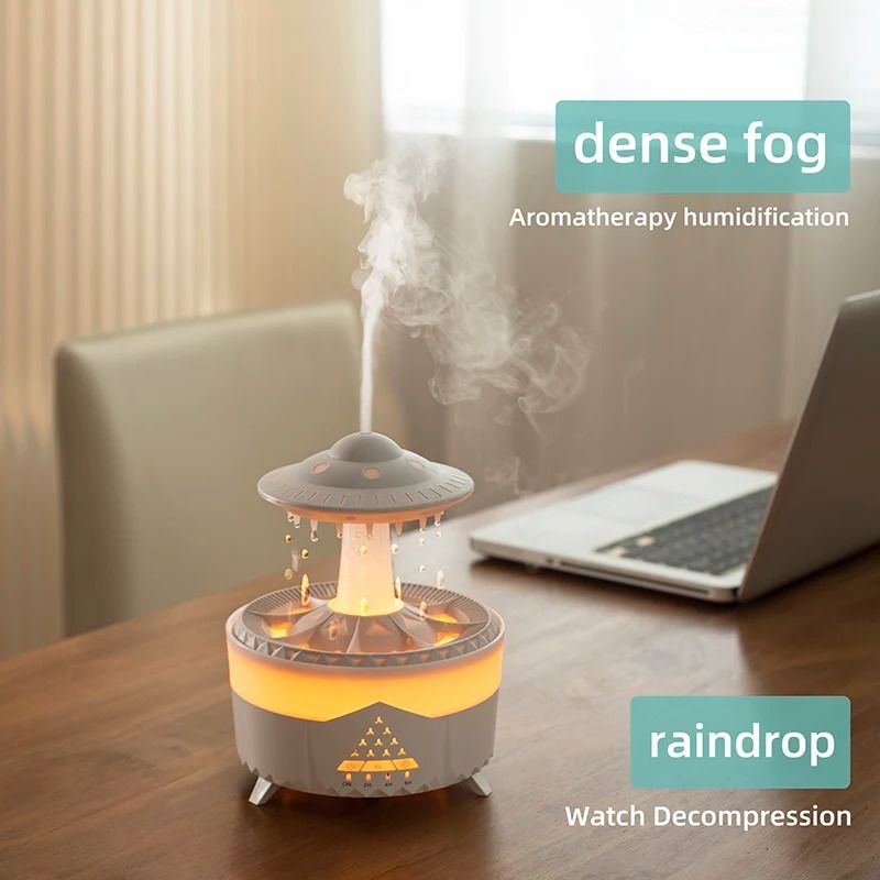Portable Raindrop Air Humidifier with Remote Control and Colorful LED Light