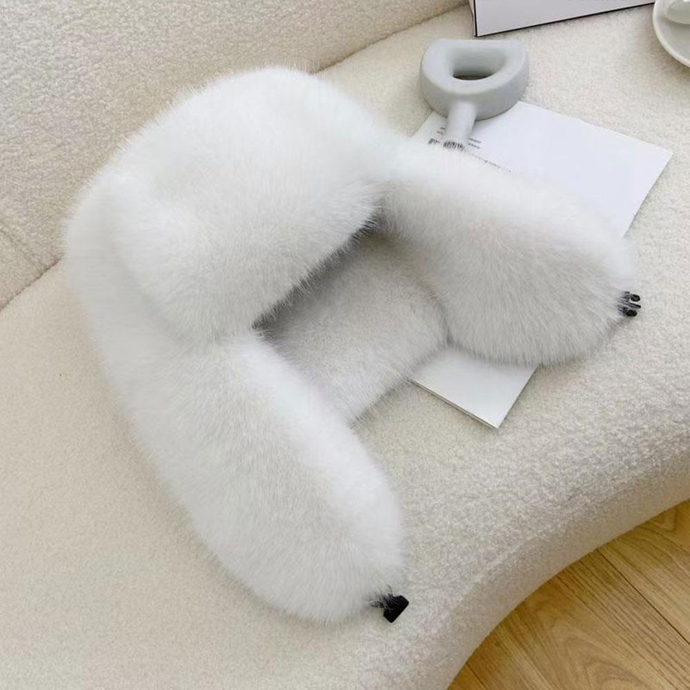 Winter Warm Earflap Ski Cap, Thicken Faux Fur Bomber Hat, Russia Ushanka Fur Hat