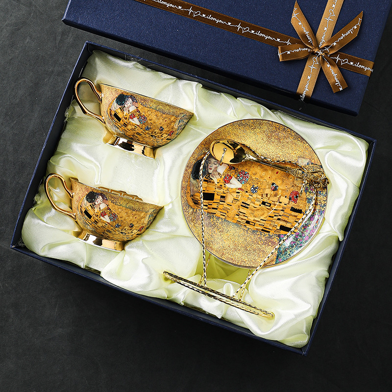 High-Value Gift Box Set, European Coffee Cup Saucer Bone China, Ceramic Tea Set, Afternoon Teacup Gift for Elegant Tea