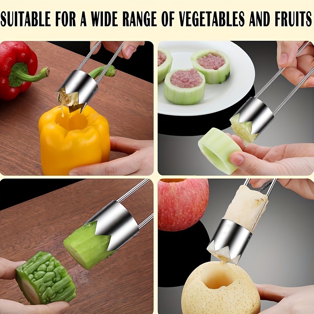 Durable Stainless Steel Corer Tool, Easy Core Removal, Fruit Vegetable Corer, Apples Peppers Tomatoes