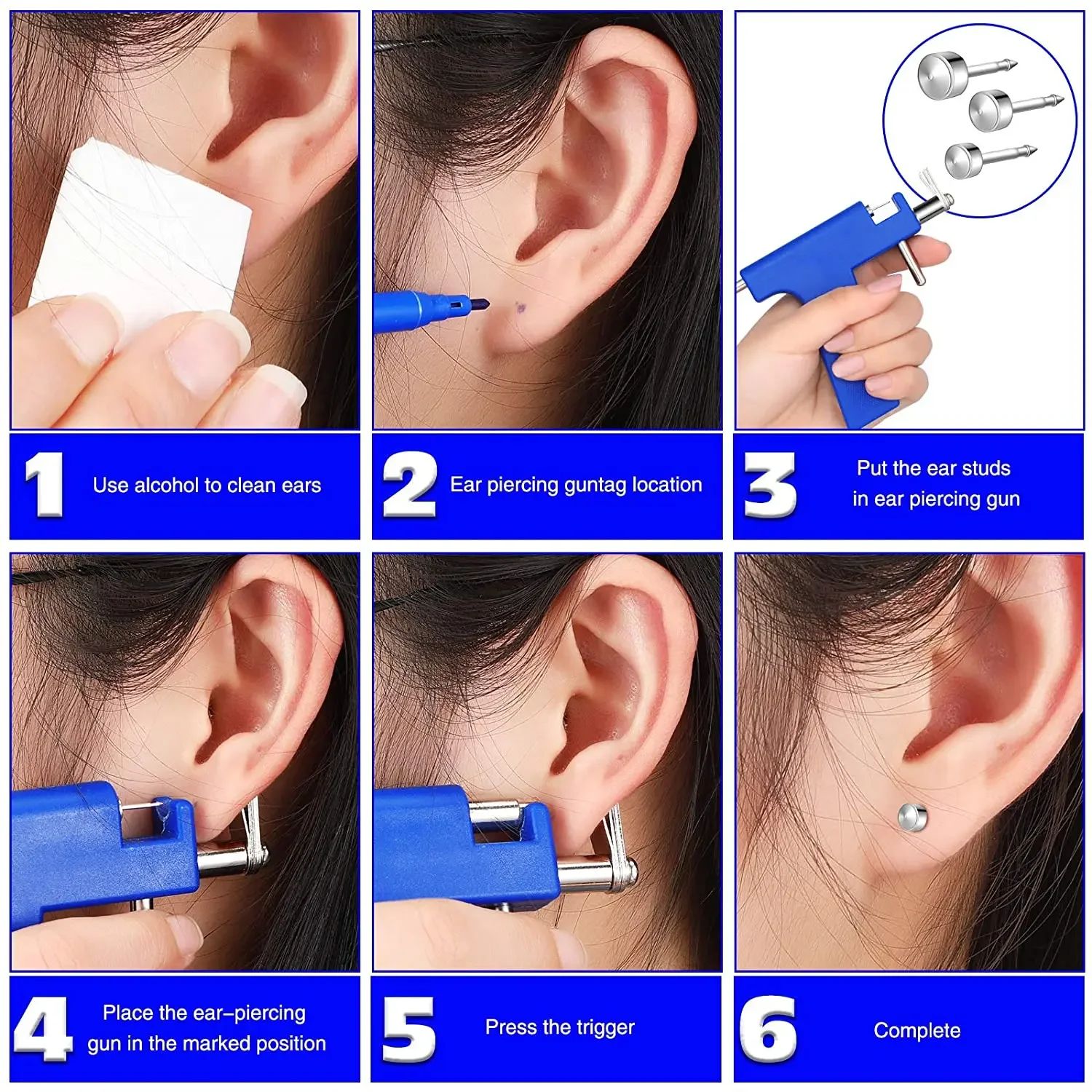 Professional Ear Piercing Gun Tool Set with 98pcs Stainless Steel Studs