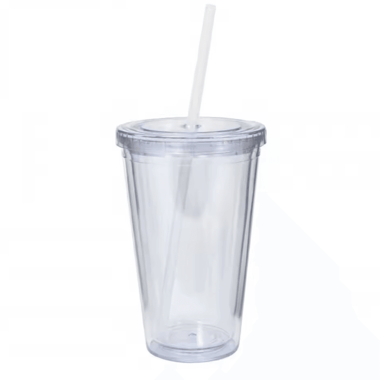 Double-Layer Clear Tumbler with Straw – Insulated Smoothie & Iced Coffee Cup
