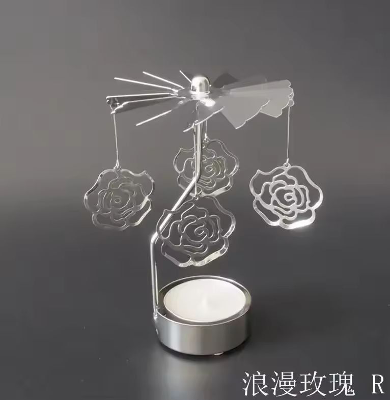 Rotating Metal Carousel Tea-Light Candle Holder - Festive Spinning Xmas Centerpiece