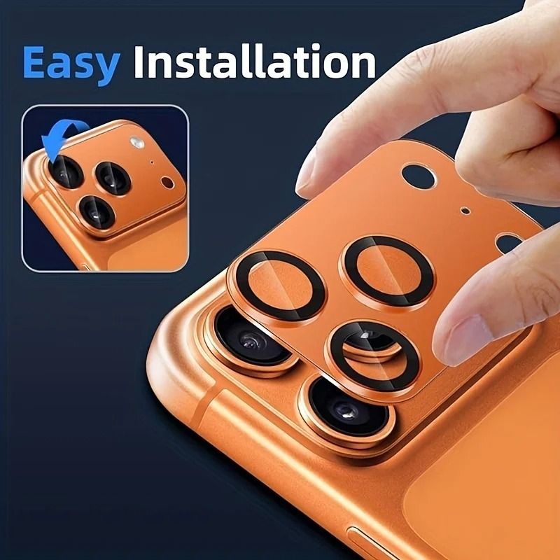 iPhone Camera Lens Protector with Metal Ring Tempered Glass