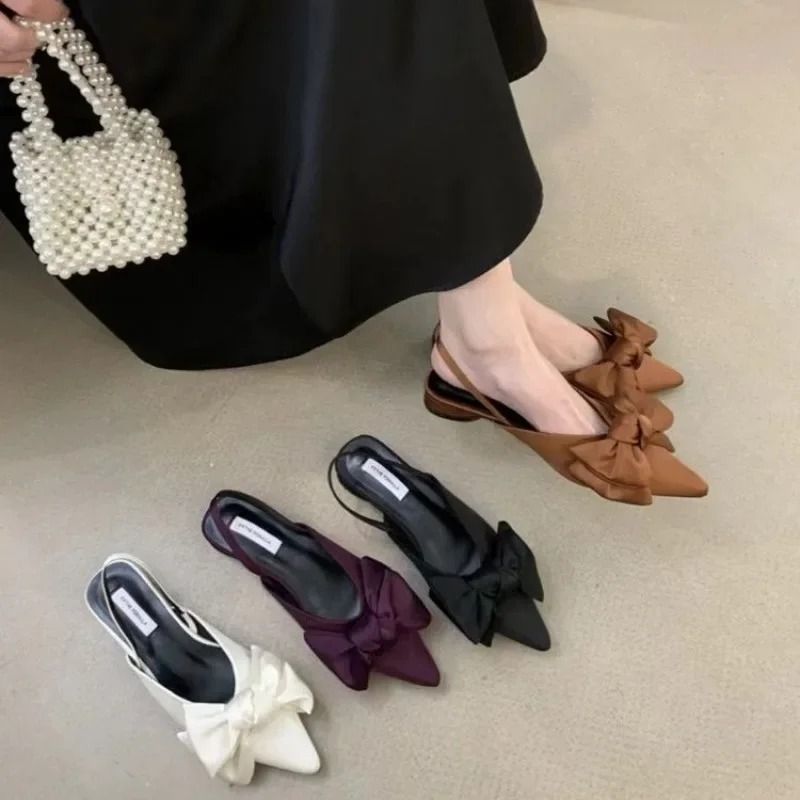 Designer Bow Pointed Toe Sandals – Elegant Slingback Heels – High-Yield Summer Aesthetic Interaction Hub