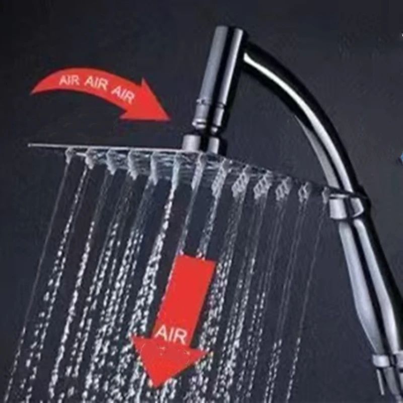 High-Pressure Stainless Steel Square Rainfall Shower Head With Curved Extension