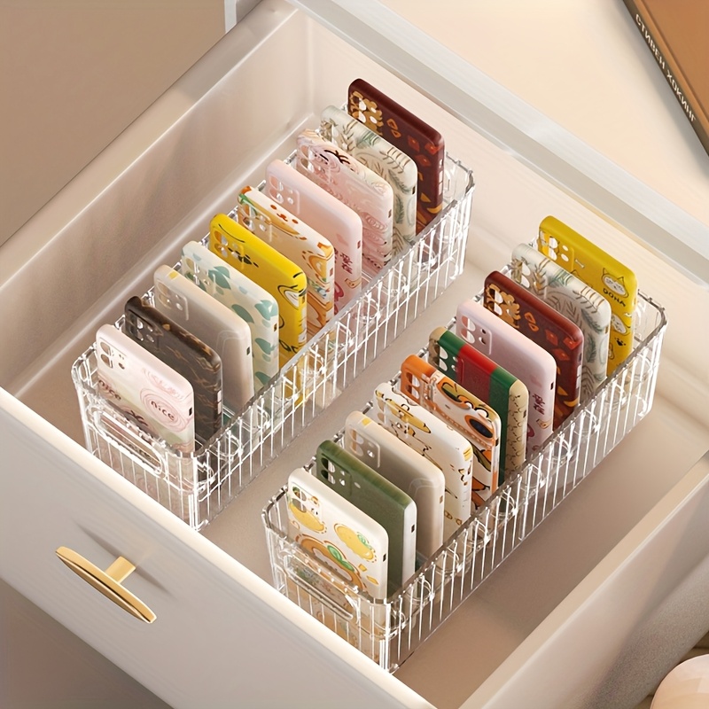 Multi-Layer Desktop Organizer Transparent Phone Case Storage Box Essential for Office Home
