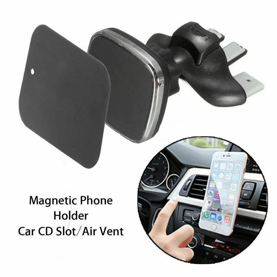 NEW 360° Magnetic Car Mount Holder – CD Slot & Air Vent Phone Cradle for GPS, iPhone, Samsung, Android Smartphones