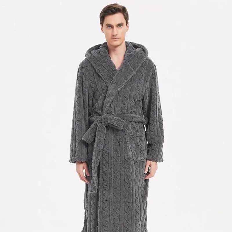 Luxurious Thickened Jacquard Hooded Couple's Robe