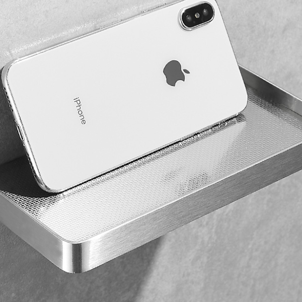 Wall Mounted Stainless Steel Storage Rack Shelves, Shower Basket Holder, Phone Holder Organizer