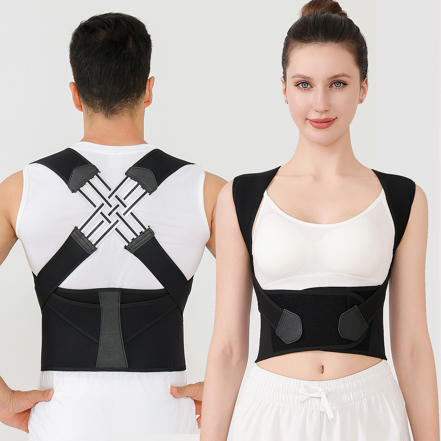 Posture Back Brace with Adjustable Back Support Strap, Prevent Spinal Distortion and Hunchback, for Men and Women