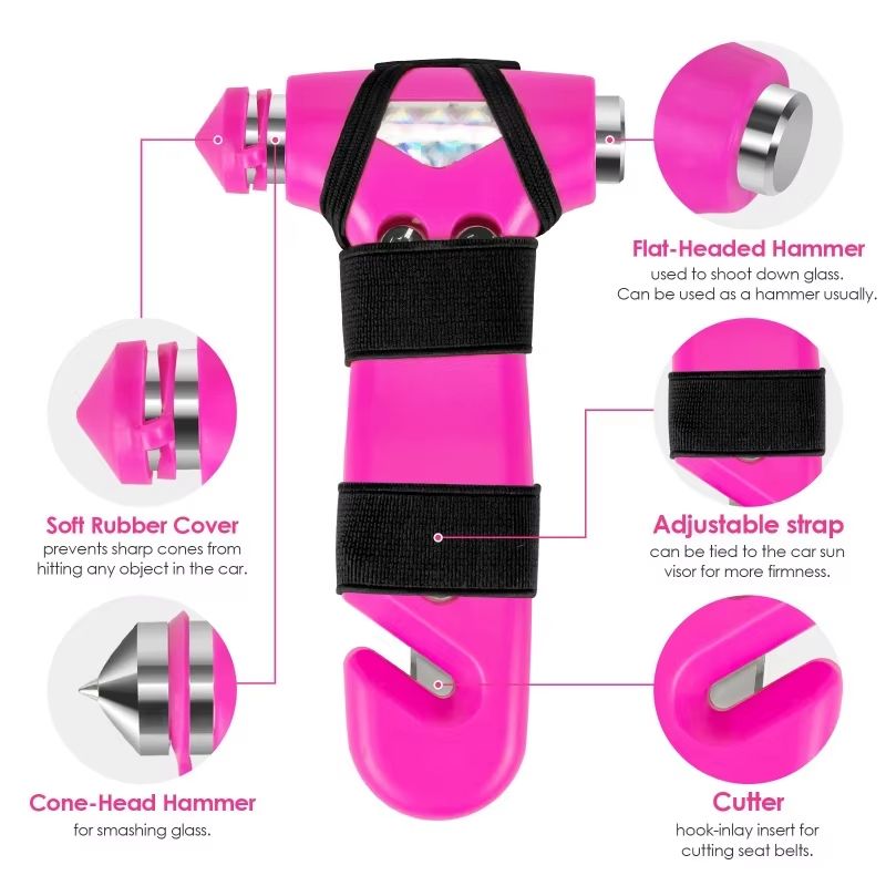 Multi-Function Car Safety Hammer – Emergency Window Breaker & Seatbelt Cutter