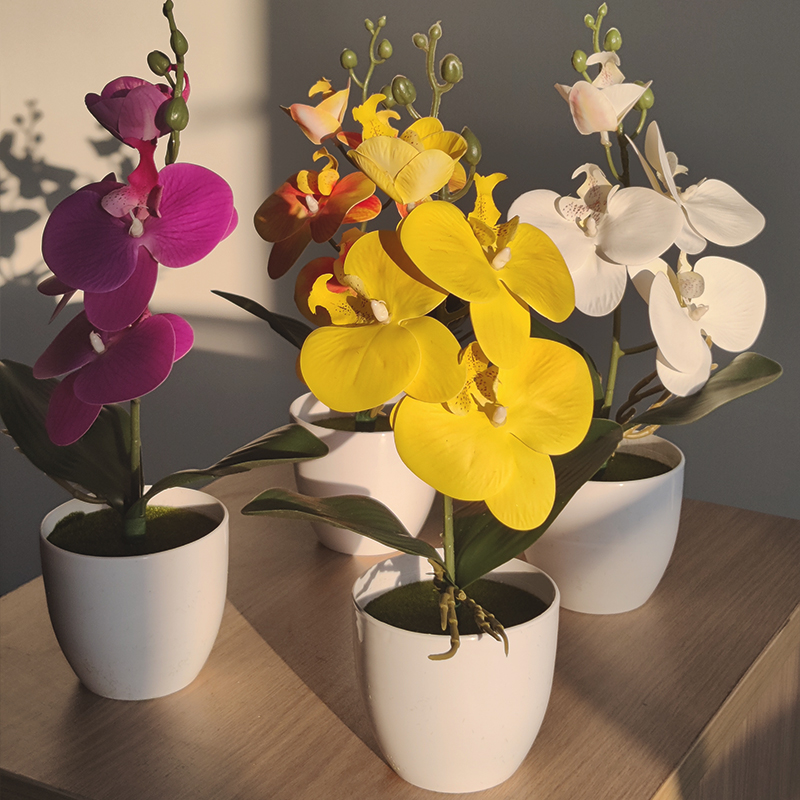 Simulated Butterfly Orchid, Home Office Vase, Artificial Potted Plant, Wedding Decoration, Dining Table Decor, Desk Room