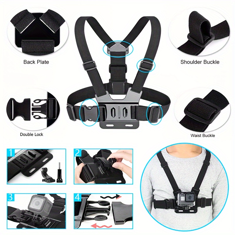 Durable ABS Material Chest Mount Phone Holder, 5-in-1 Design, Adjustable Strap, Ergonomic Shoulder Fit