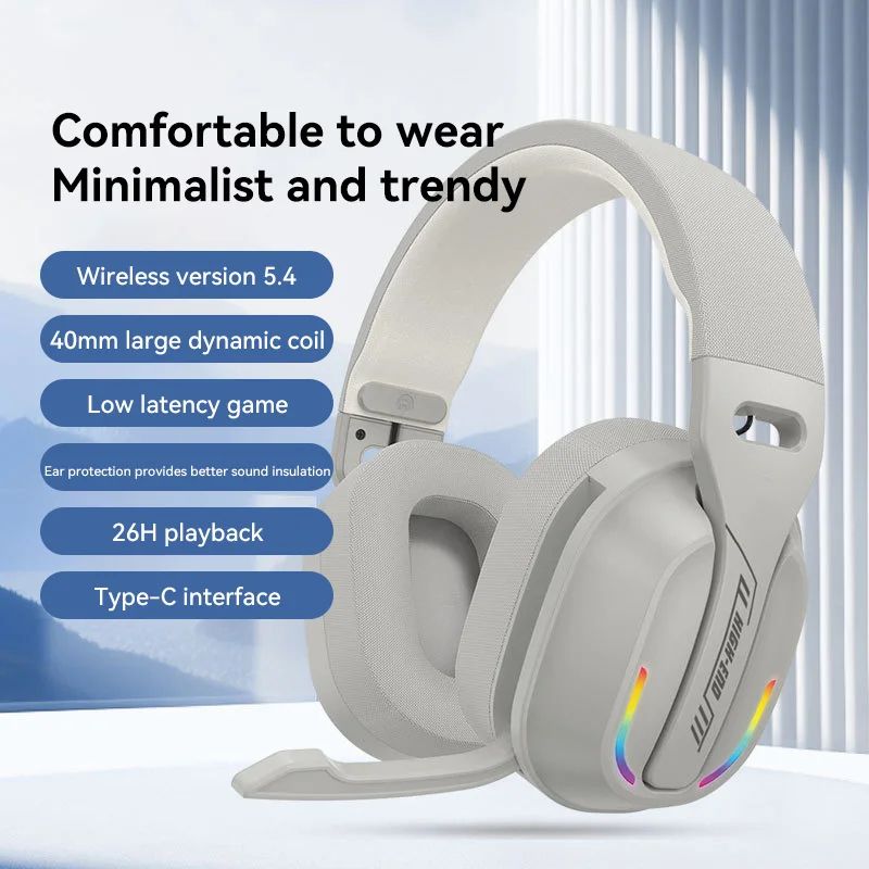 B500 Wireless Gaming Headset Bluetooth Over Ear Headphones with RGB Light