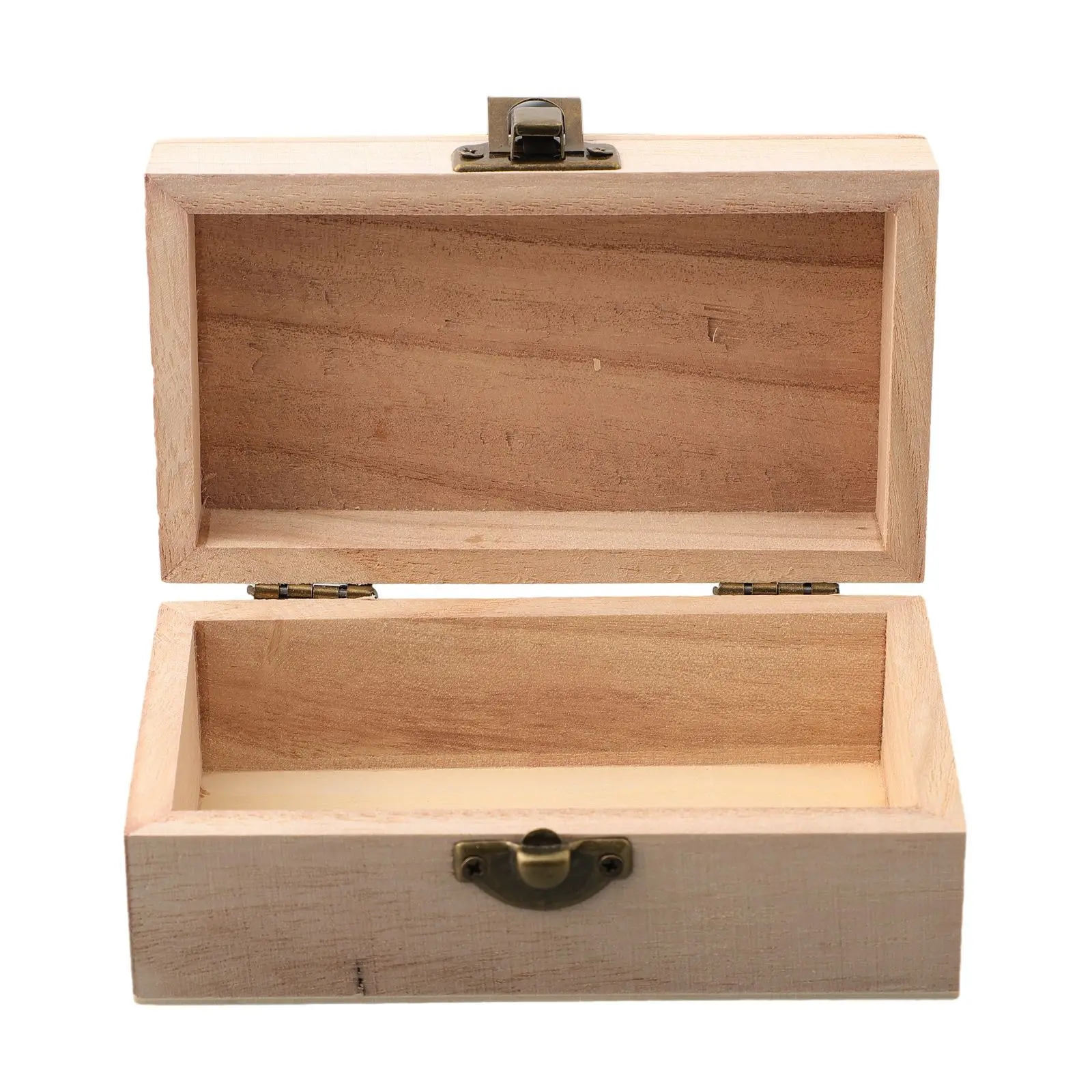 Rustic Wooden Storage Box with Hinged Lid for Jewelry Crafts and Keepsakes