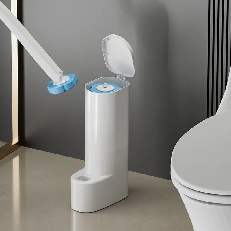 Disposable Toilet Brush Cleaner Set with Long Handle and Replaceable Brush Head