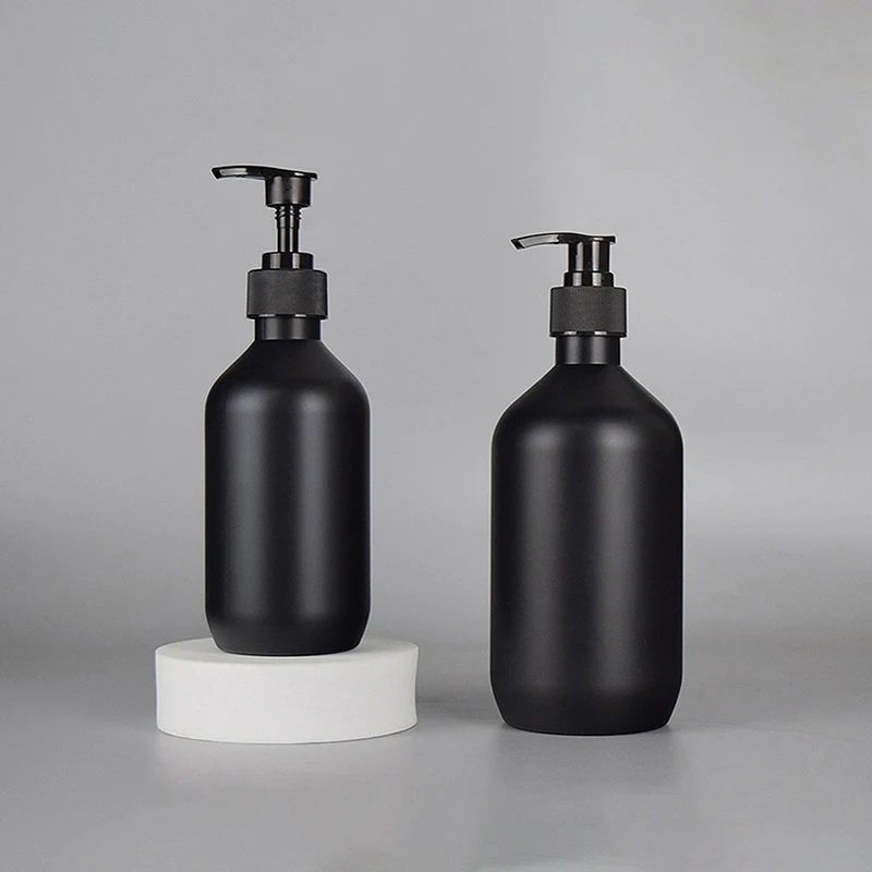 Refillable Shampoo Conditioner Body Lotion Container Matte Black Liquid Soap Dispenser for Hotel Supplies