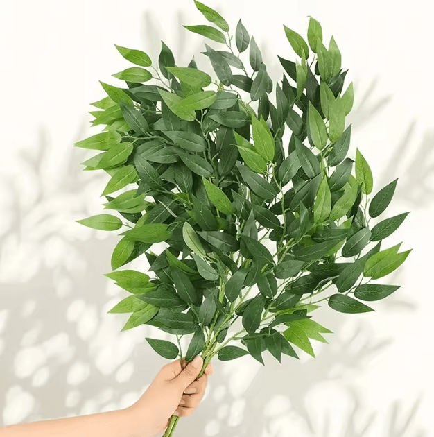 10PCS Artificial Italian Ruscus Greenery Stems – Realistic Faux Leaves for Wedding & Home Decor
