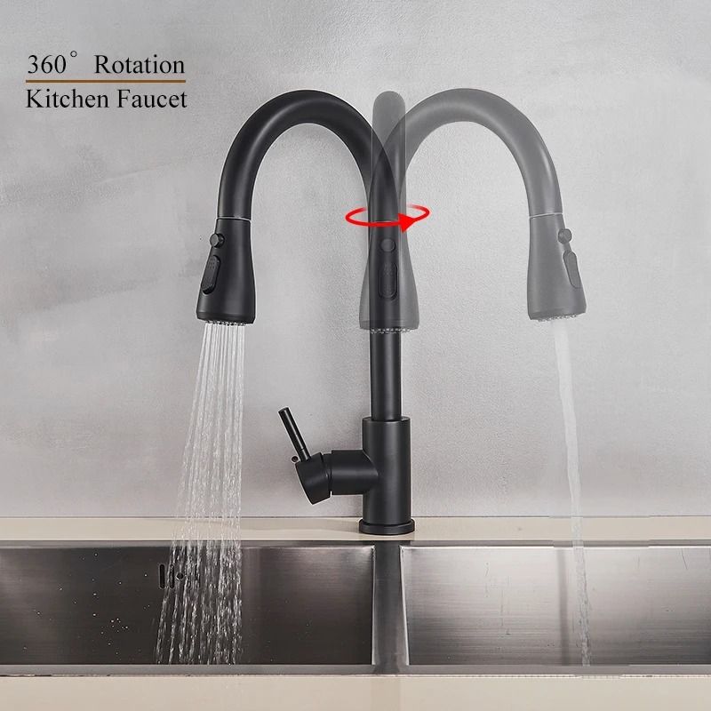 Pull Out kitchen faucet Silver Single Handle Swivel Sprayer Sink Water Mixer Tap