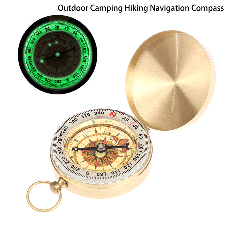Portable Brass Compass for Camping & Hiking  Golden Navigation Pocket Compass