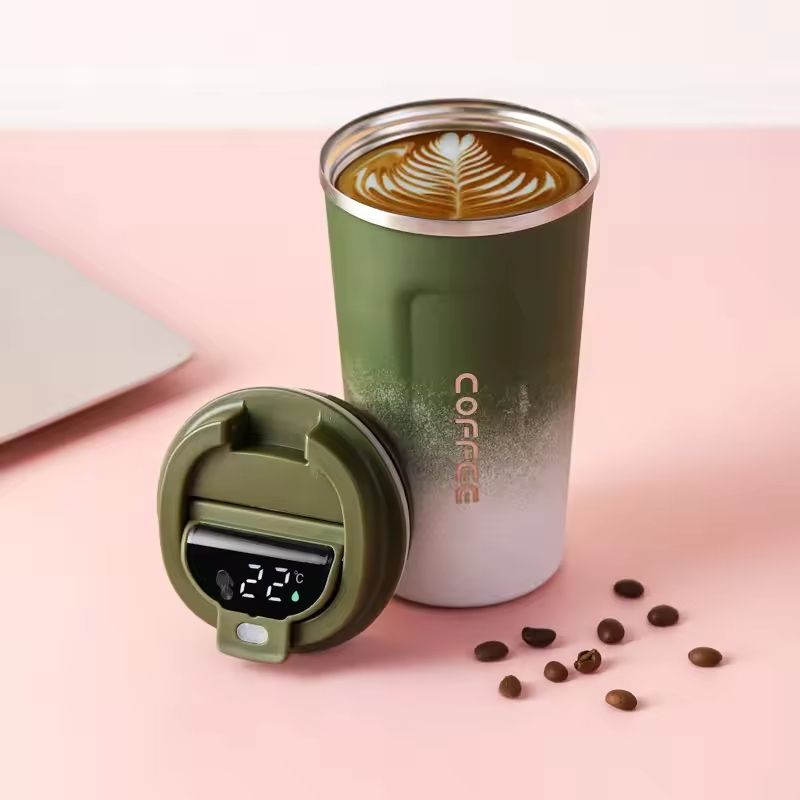 Intelligent Digital Temperature Display Travel Coffee Mug with Vacuum Insulation