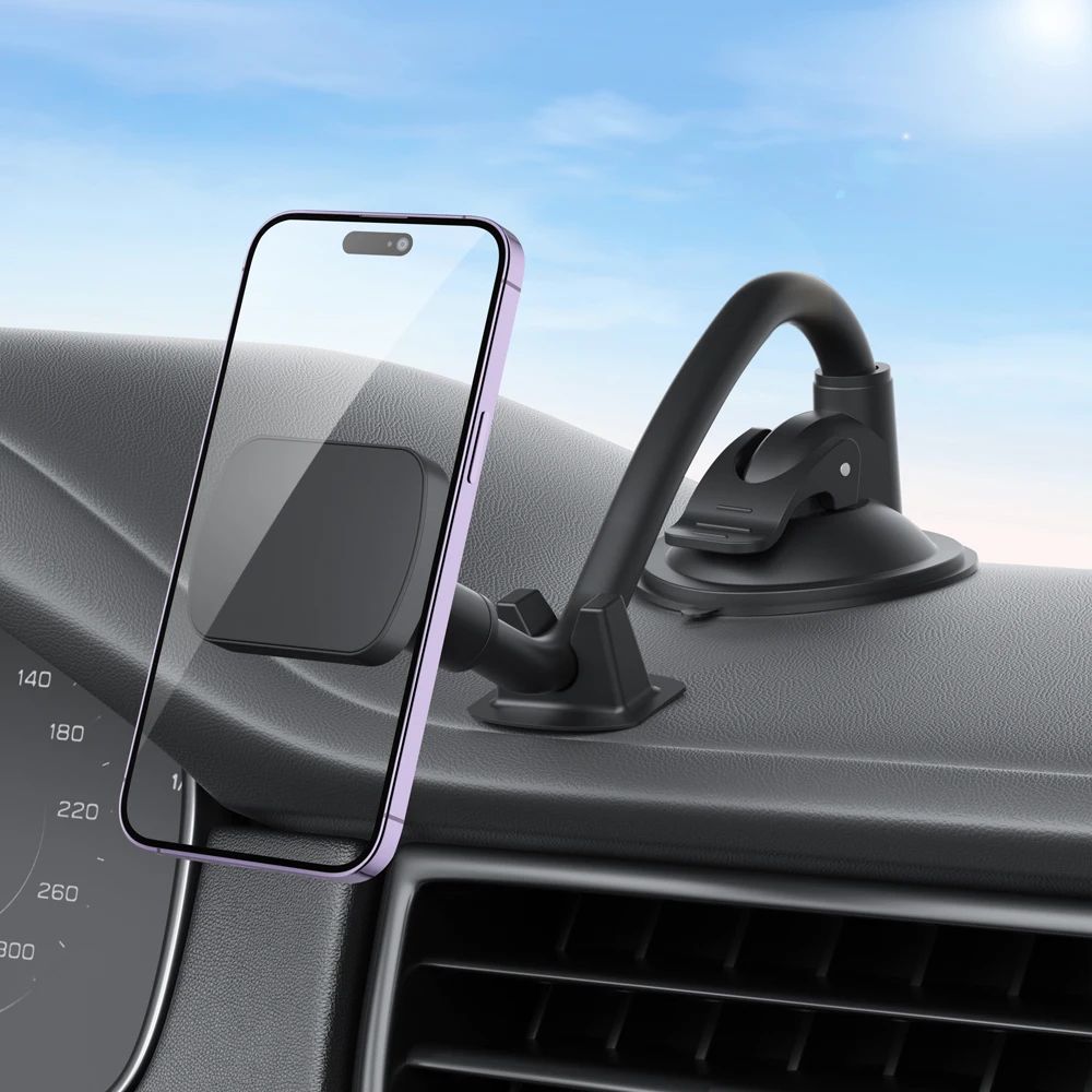 Magnetic Long-Arm Car Phone Holder – Adjustable Windshield & Dashboard Mount