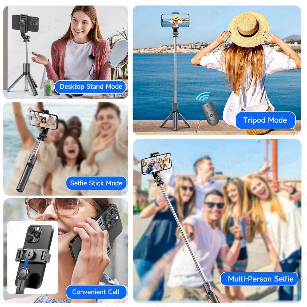 360 Degree Selfie Stick Tripod with Bluetooth Remote and Fill Light