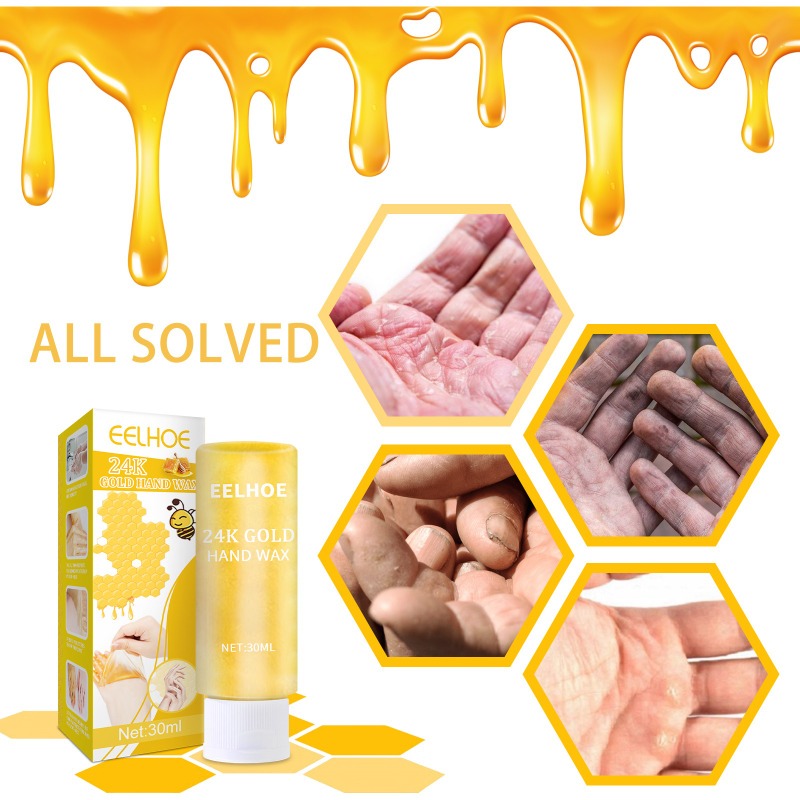 Mango Moisturizing Hand Wax with Beeswax Hand Mask, Natural Nourish Soften Cream, Scrub HandCare Mask Treatment