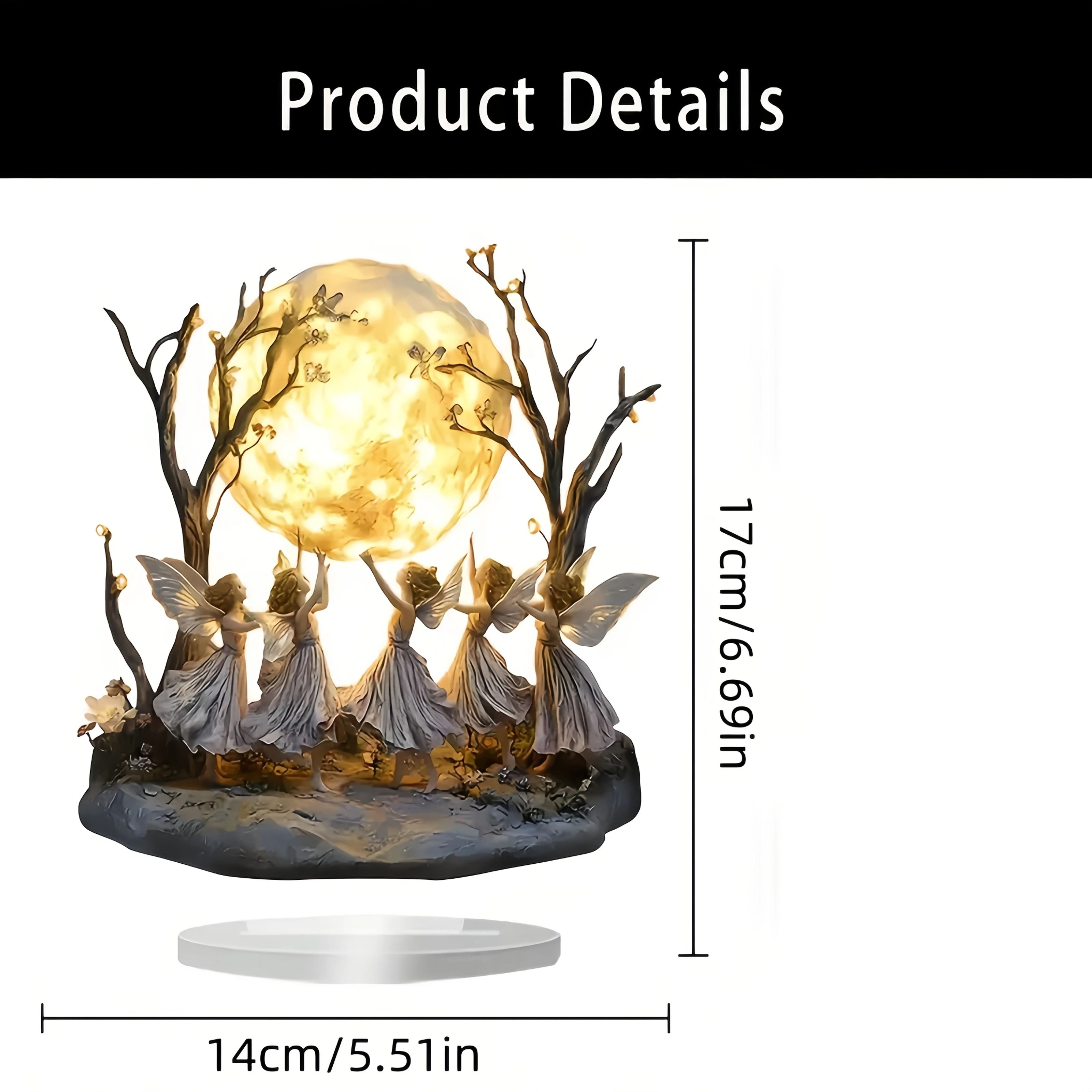 Moon Tree Elf Acrylic Tabletop Decor Fantasy Desk Ornament