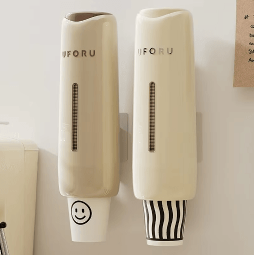 Perforation-Free Wall Mounted Cup Dispenser for Water Dispensers